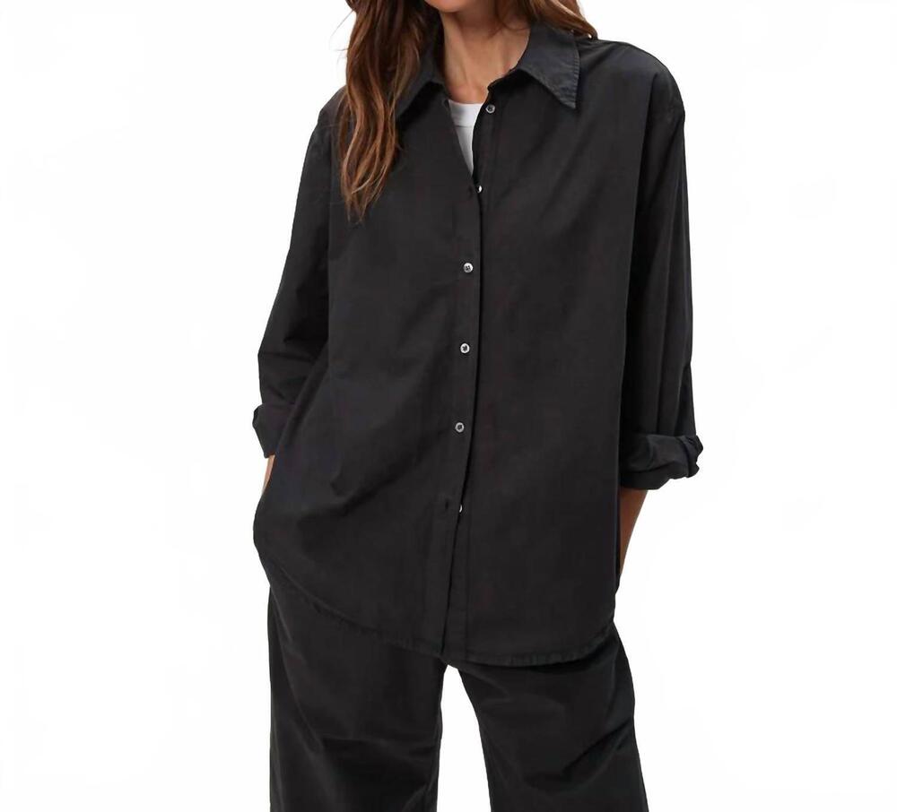 NEW MICHAEL STARS carson button down shirt in black